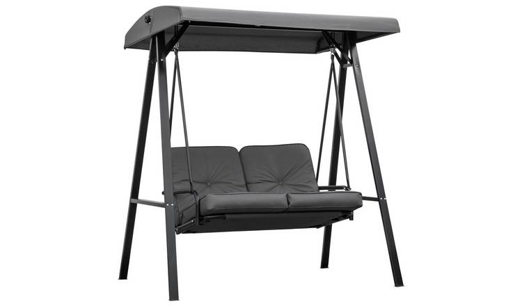 Outsunny 2 Seater Steel Adjustable Garden Egg Swing Chair - Grey