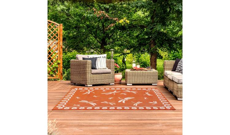 Mega Flooring Orange Modern Bordered Rug - 80 x 150cm