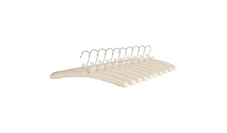 Harbour Housewares Padded Satin Clothes Hangers - White - Pack of 10