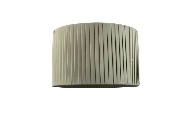 Happy Homewares Sage Green Double Pleated Olive Cotton Fabric Lampshade - 30cm