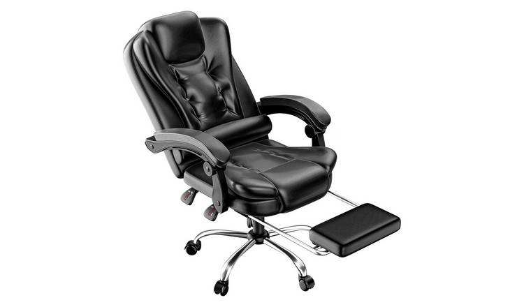 Rattantree Ergonomic PU Leather Executive Office Chair with Footrest - Black