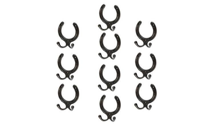 Hammer & Tongs Horse Shoe Double Coat Hook - Pack of 10