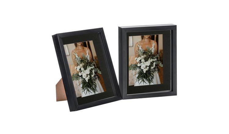 Nicola Spring 3D Box Photo Frames - 8 x 10" with Mount - Set of 2 - Black