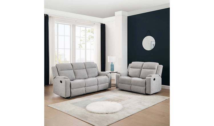 Furniture Online Orka Manual Recliner Chenille 2+3 Seater Sofa Set - Grey