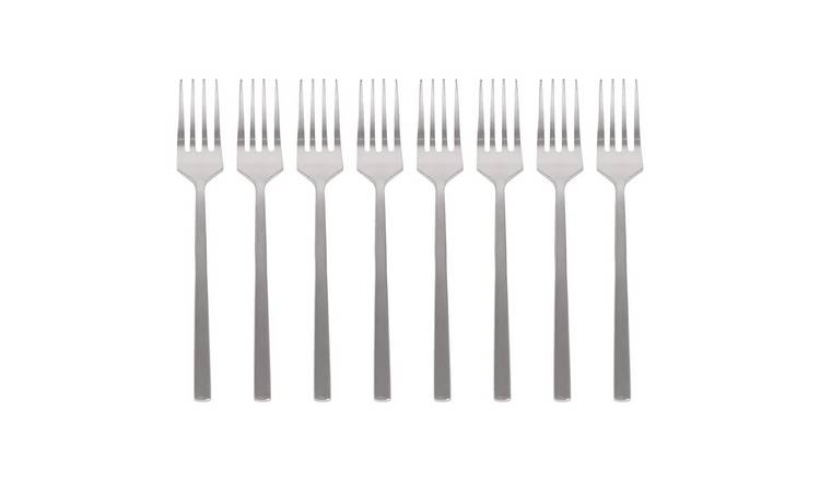Argon Tableware Stainless Steel Cake Forks - Silver - Pack of 8