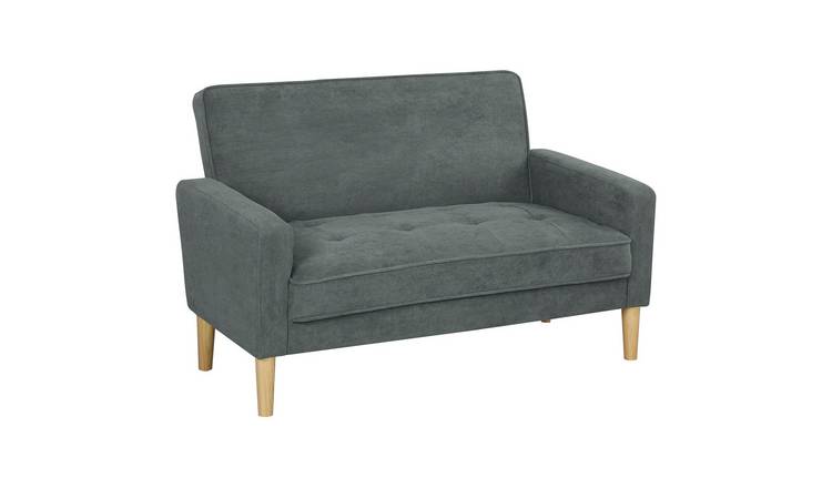 HOMCOM 2 Seater Velvet Modern Sofa with Rubber Wood Legs - Grey