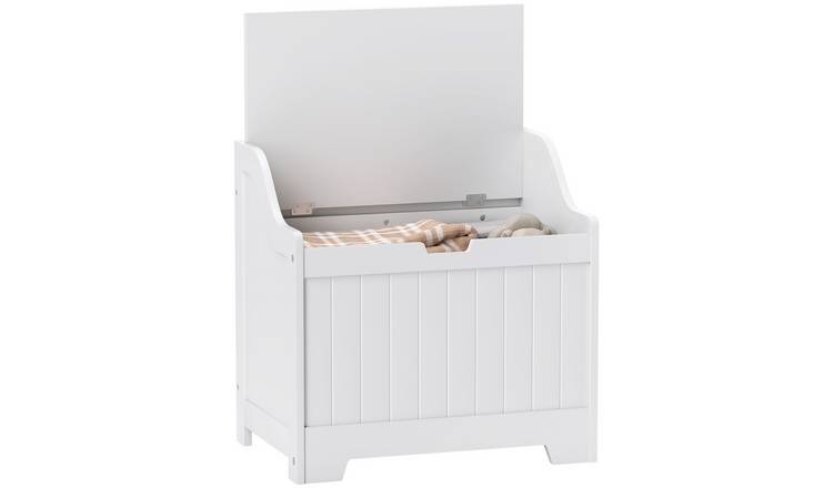 Homcom 56.5 x 38 x 56cm Wooden Safety Hinge Storage Chest – White