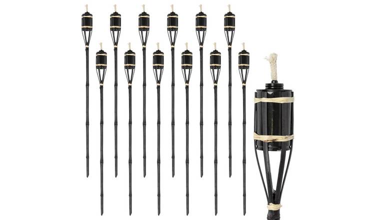 Harbour Housewares Bamboo Garden Torches - 113cm - Black - Pack of 12