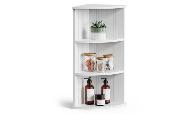 VonHaus Holbrook 3 Tier Corner Shelf Unit - White