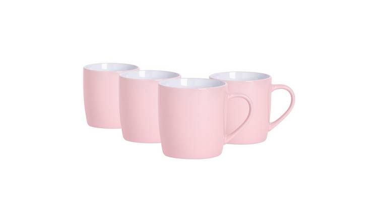 Argon Tableware Coloured Coffee Mugs - 350ml - Pink - Pack of 4