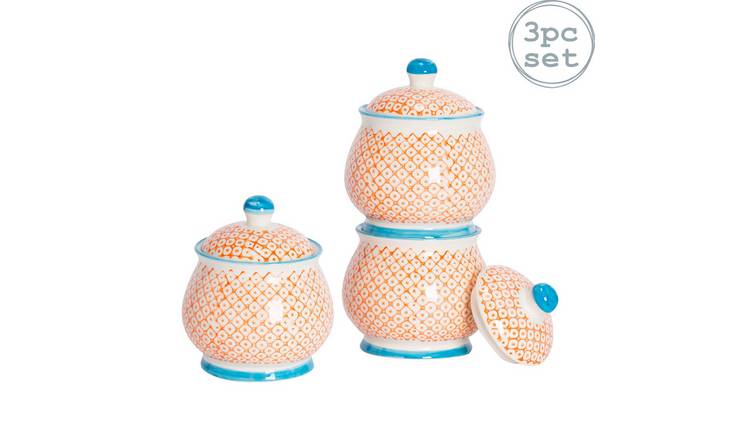 Nicola Spring Hand-Printed Sugar Bowls - Orange - Pack of 3