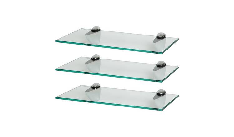 Harbour Housewares Floating Glass Wall Shelf Set - Set of 3