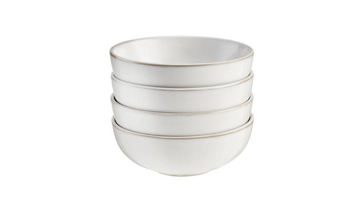Cooks Professional Set of 4 16cm Nordic Stoneware Cereal Bowls - White