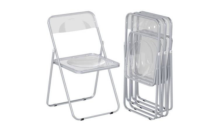 HOMCOM 4 Pack Foldable Chairs with Transparent Seat and Backrest - Clear