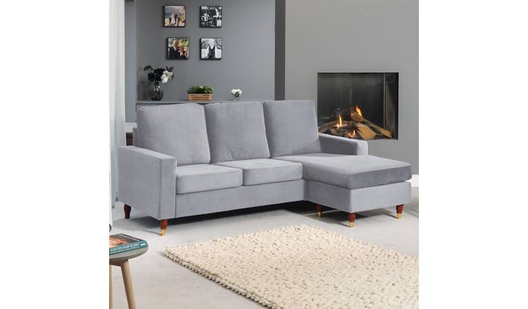 Artemis Home Hendrick Velvet Reversible Corner Sofa - Grey