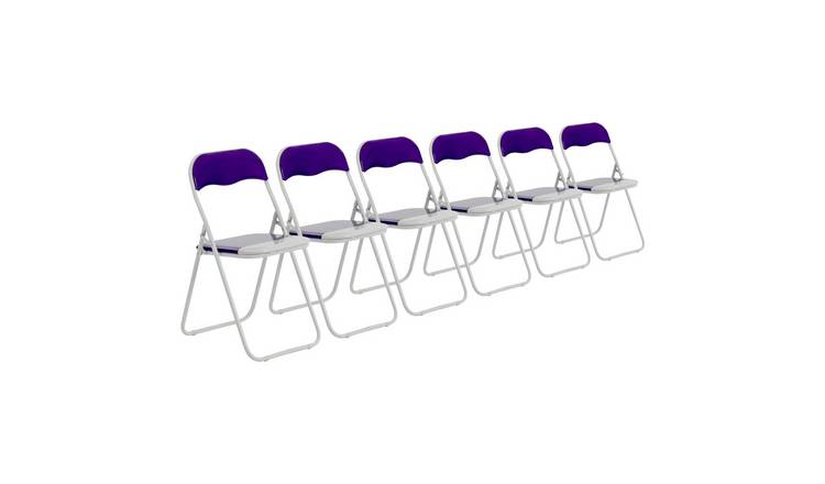 Harbour Housewares Coloured Padded Folding Chairs - Purple - Pack of 6