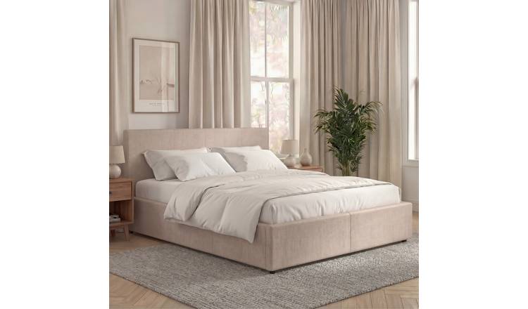 Vida Designs Veronica Double Linen Ottoman Bed - Beige