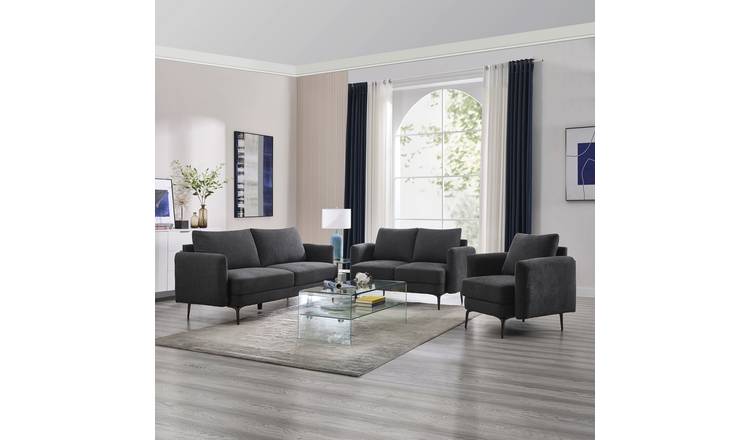 Furniture Online Sofia Linen 1+2+3 Seater Sofa Set - Grey