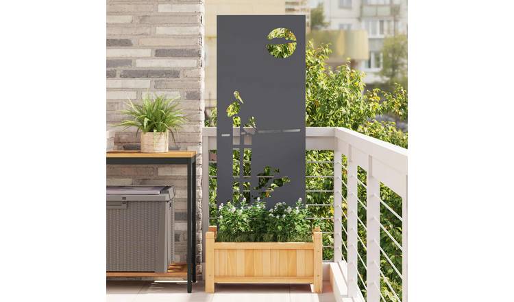 Walplus Sunset Design Garden Privacy Screen - Anthracite - 50 x 1.7 x 140 cm