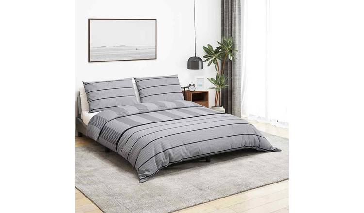 Walplus Lining Cotton Duvet Cover Set - Grey and Black - 80 x 80 cm