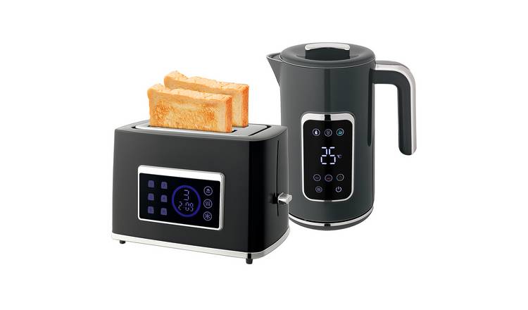 HOMCOM Kettle and 2 Slice Toaster Set with LED Touch Screen - Grey