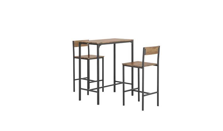 SoBuy Set Of 3 Wooden Effect Bar Set With 2 Stools - Brown