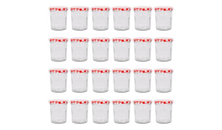 Argon Tableware Glass Jam Jars with Lids - Pack of 24