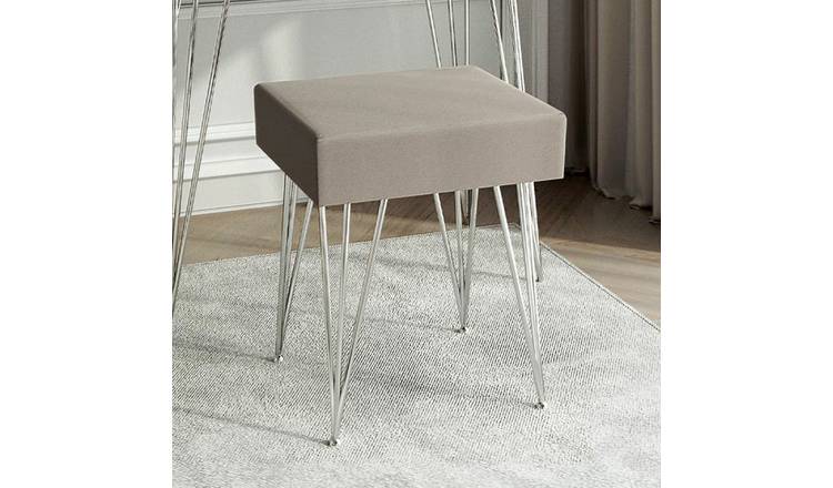CARME Home Olivia Velvet Padded Stool - Silver