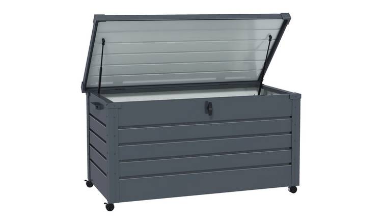 Outsunny Galvanised Steel Garden Storage Box - Dark Grey