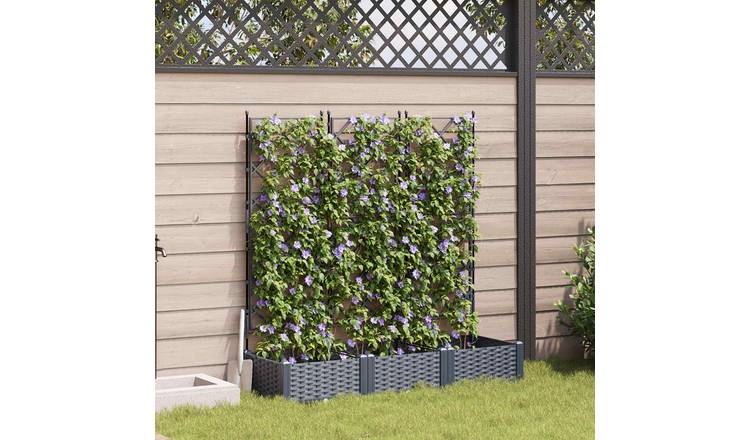 Walplus Pack of 3 Plastic Garden Planter - Grey - 120 x 40 x 125.5 cm