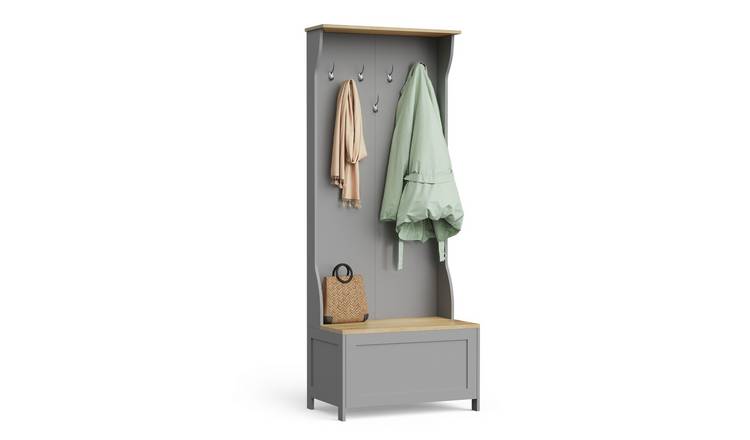 Vonhaus Ash Hall Coat Stand with Shoe Storage - Grey