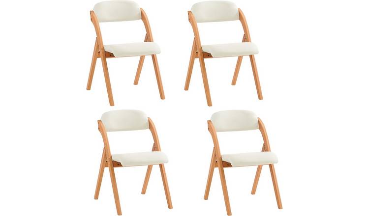 SoBuy Set Of 4 Folding Chair With Ergonomic Backrest Padded Seat - White