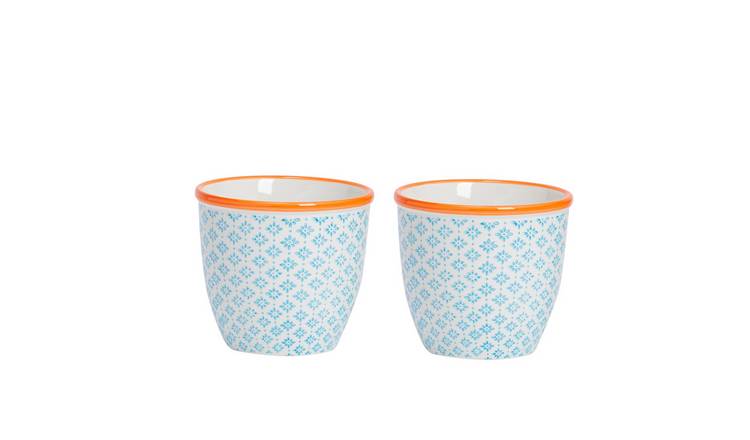 Nicola Spring Hand-Printed Plant Pots - Blue - Pack of 2