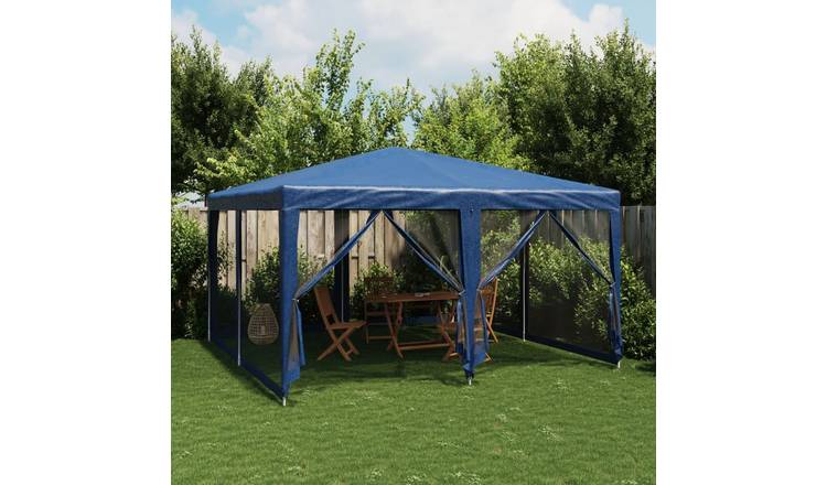 Walplus 4 x 4 m HDPE Party Tent with 8 Mesh Sidewalls - Blue