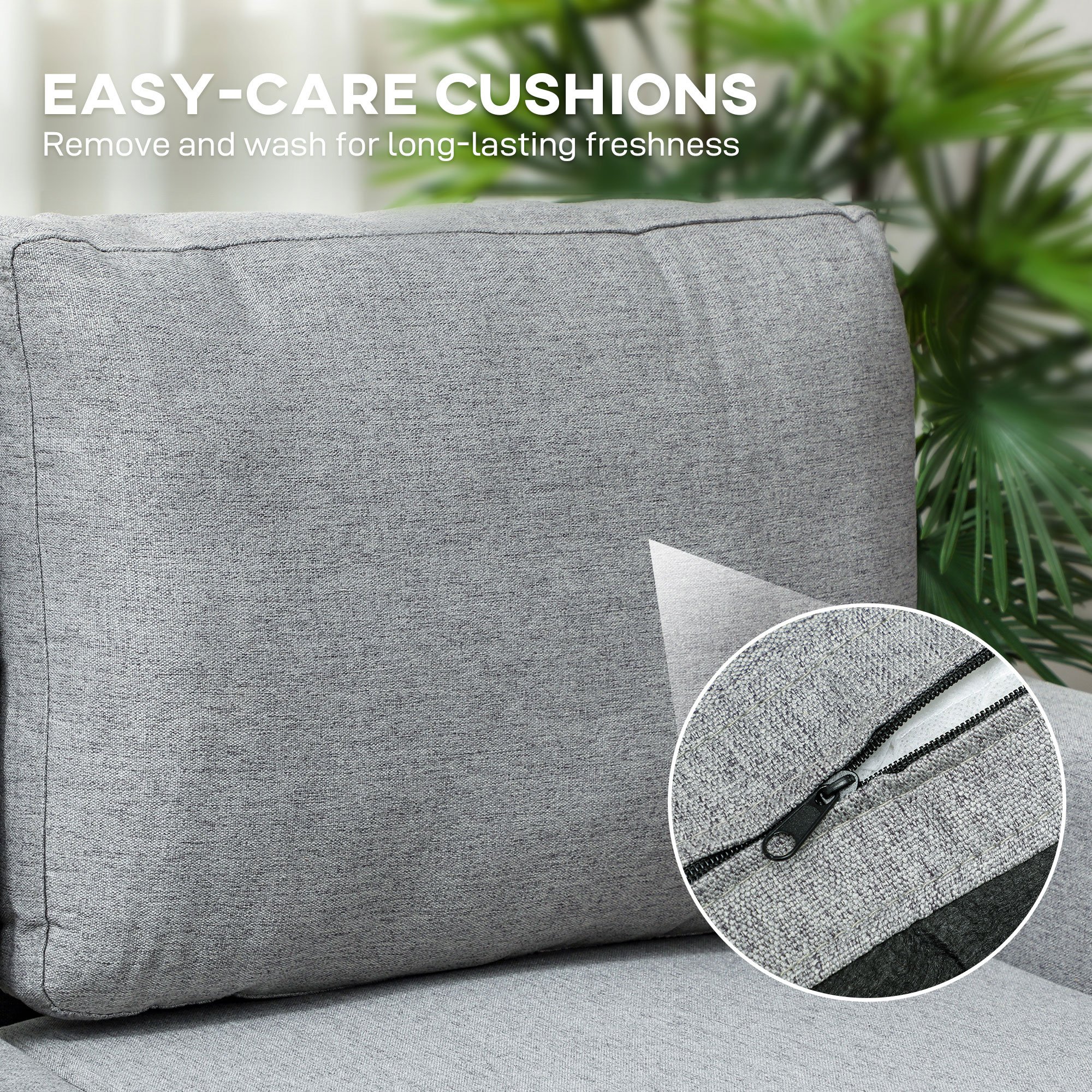 HOMCOM 3 Seater Linen Fabric Corner Sofa Bed - Grey - Image 6
