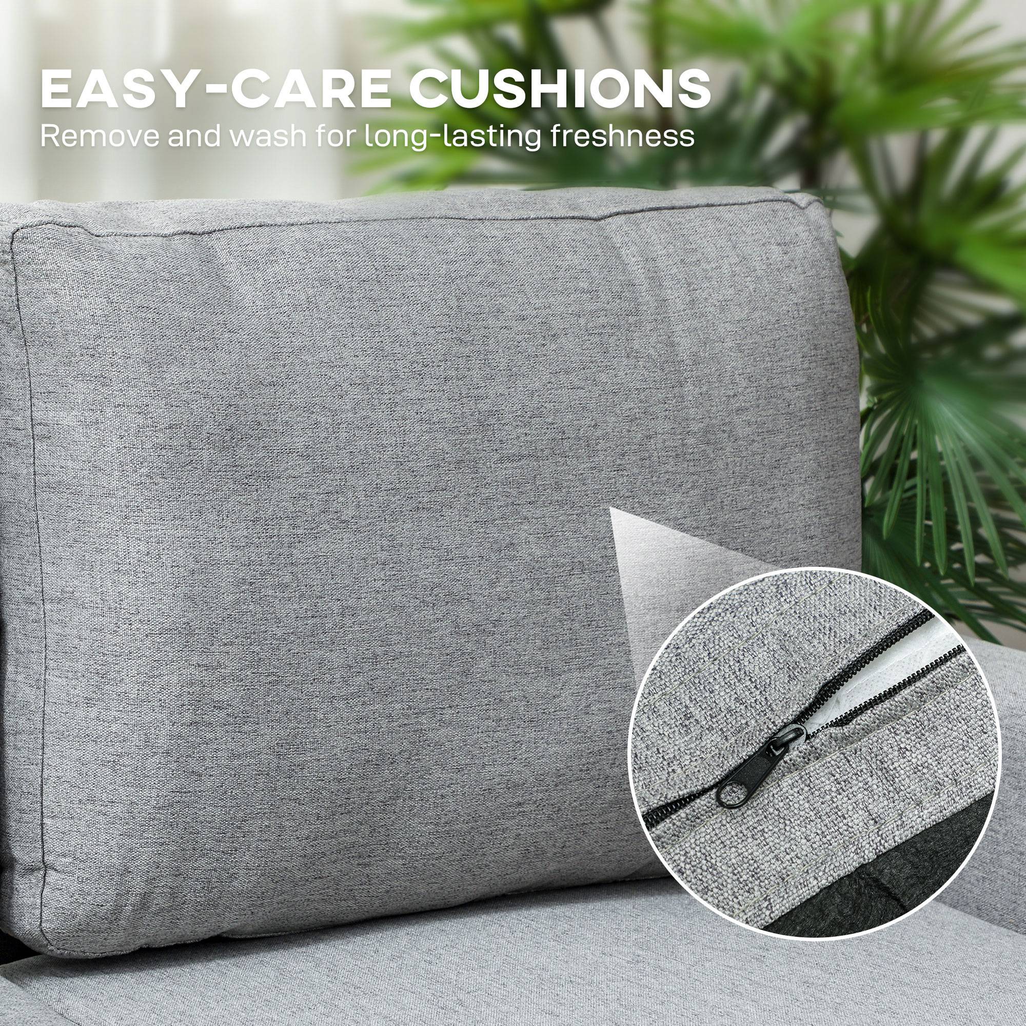 HOMCOM 3 Seater Linen Fabric Corner Sofa Bed - Grey - Image 6