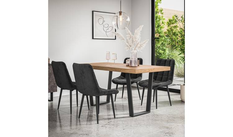 Furniture Online Aria Nova Oak Effect Dining Table & 6 Mustard Chairs