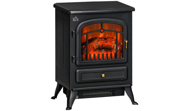 HOMCOM Wooden Portable Freestanding Electric Fireplace - Black