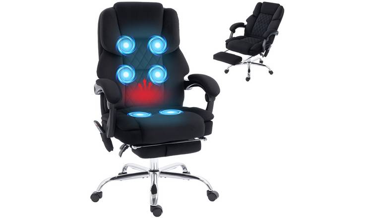 HOMCOM Velvet Adjustable Massage Office Chair with Heat - Black