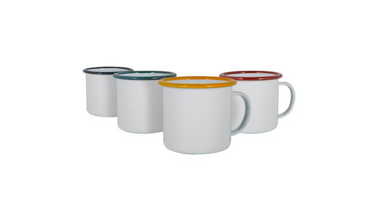 Argon Tableware White Enamel Espresso Cups - 130ml - 4 Colours