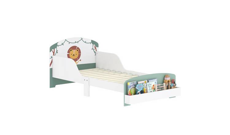 AIYAPLAY Lion Toddler Bed Frame with Storage & Guardrails - Green