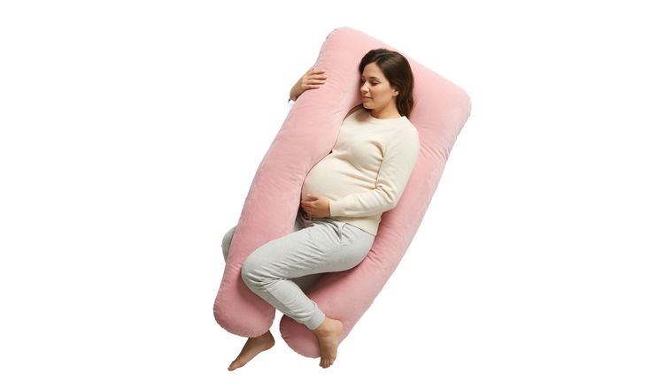 Nicola Spring Pregnancy Pillow with Storage Bag - Pink