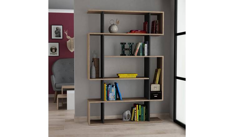Decortie Mito Particleboard Bookcase - Oak and Anthracite Grey