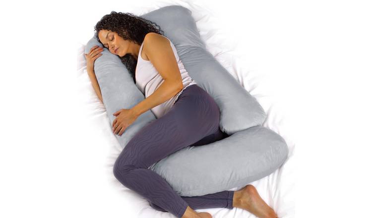 Aamira J Shape Memory Foam Pregnancy Pillow 140cm - Light Grey