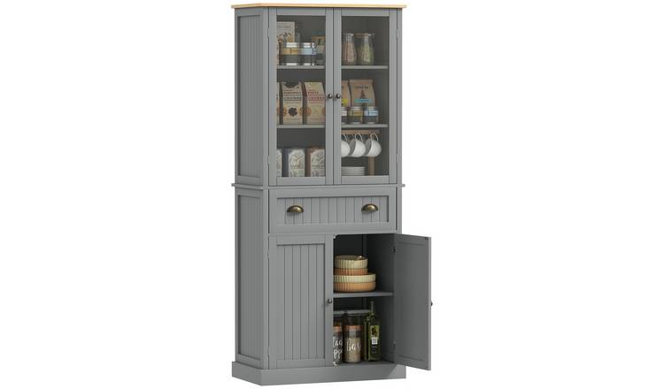 HOMCOM 5 Tier Adjustable Freestanding Kitchen Cupboard - Grey