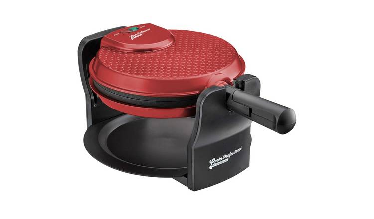Cooks Professional Rotary Waffle Maker with Non-Stick Plates - Red