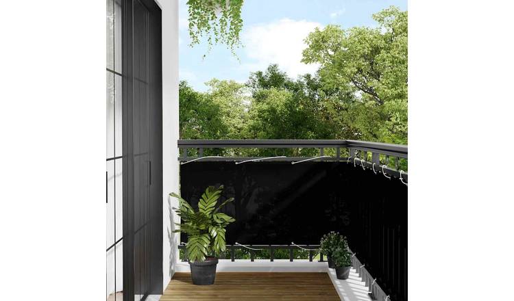 Walplus Polyester Oxford Balcony Screen - Black - 75 x 700 cm
