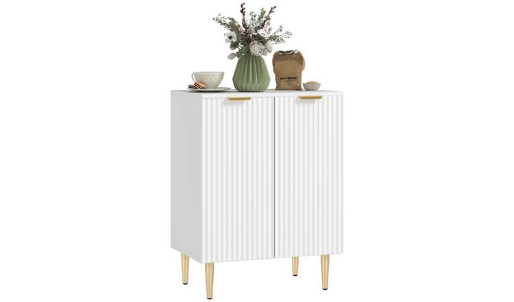 HOMCOM Modern Storage Sideboard with 2 Doors and Metal Legs - White