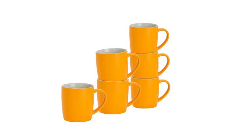 Argon Tableware Matt Coloured Coffee Mugs - 350ml - Yellow - Pack of 6