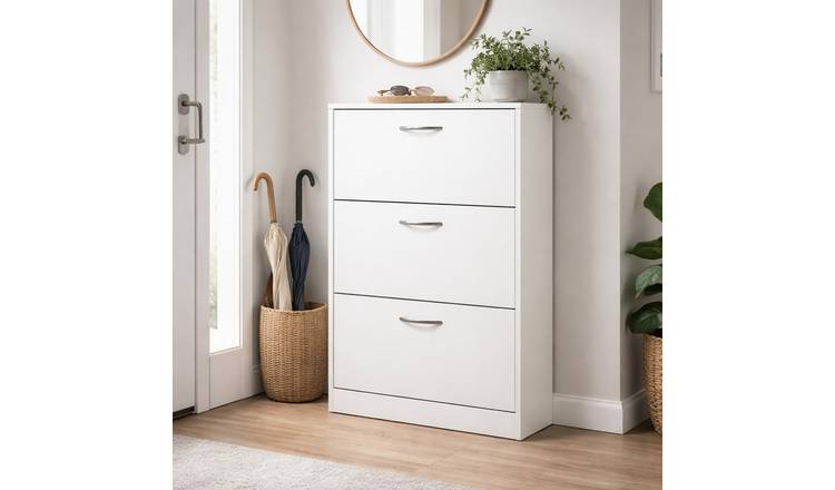 Home Treats 3 Drawer Shoe Rack - White